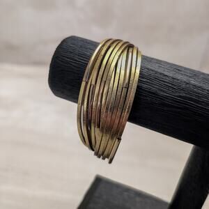Metallic Dark Golden Tone Cuff Bracelet with Magnetic Clasp